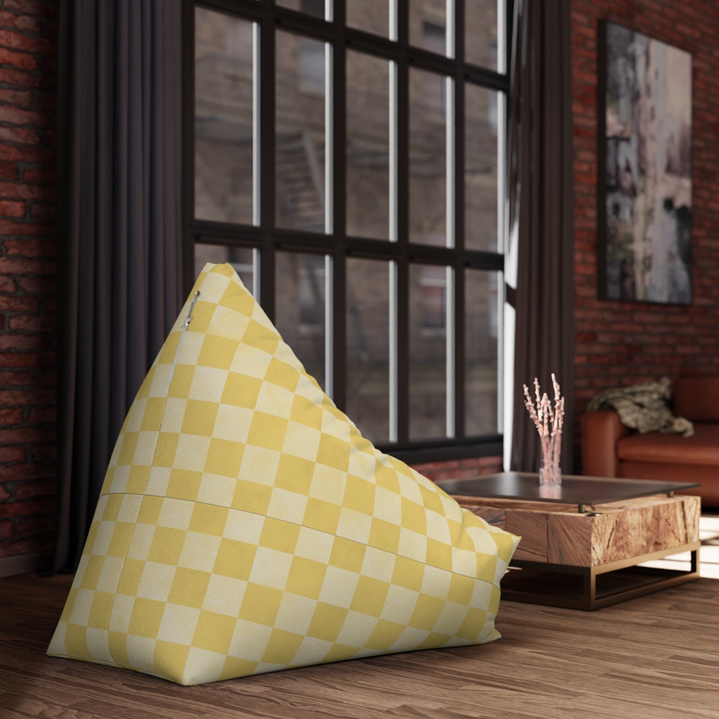 Pastel Checkers Bean Bag Chair Cover - Soft-Touch Polyester Slipcover with Secure Zip