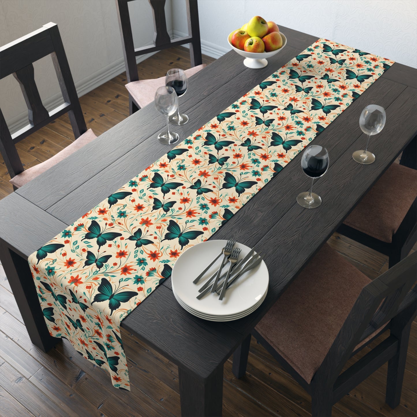 Butterfly Table Runner - Vibrant Patterns, Cotton Twill or Polyester - Perfect for Home Decor & Unique Gifts