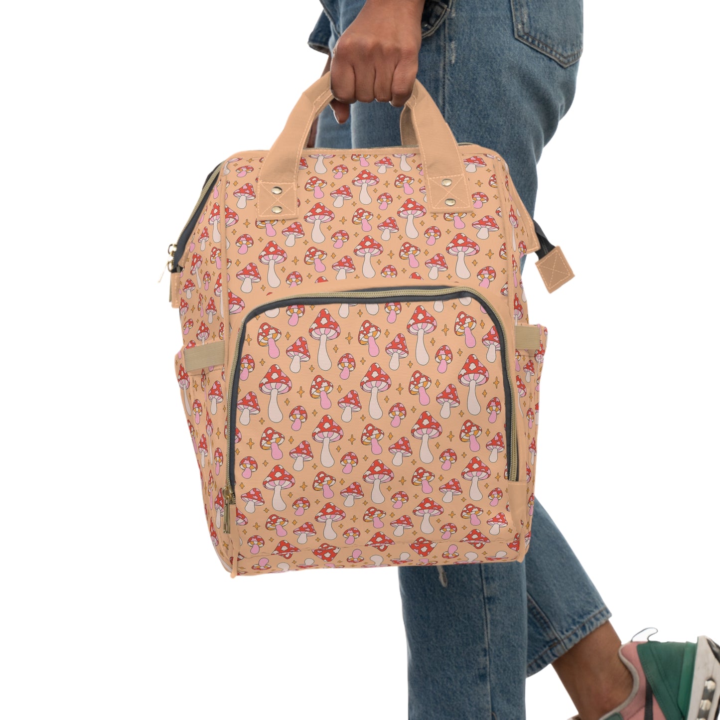Magical Mushroom Diaper Backpack - Unique Nature-Inspired Nappy Bag for Eco-Conscious Parents, Organized & Multifunctional Baby Bag