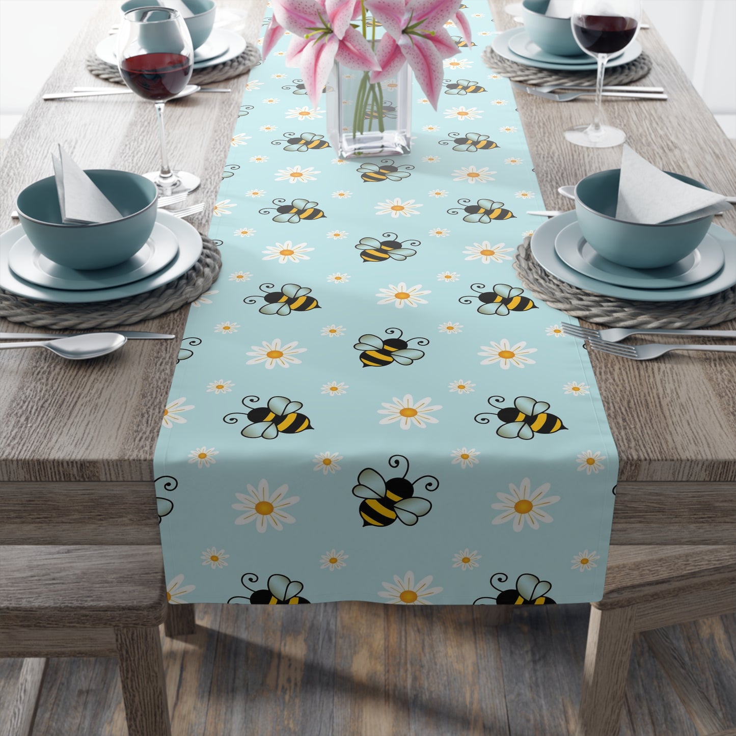 Honey Bee Print Table Runner - Buzzing with Charm - Perfect for Nature Lovers Homes