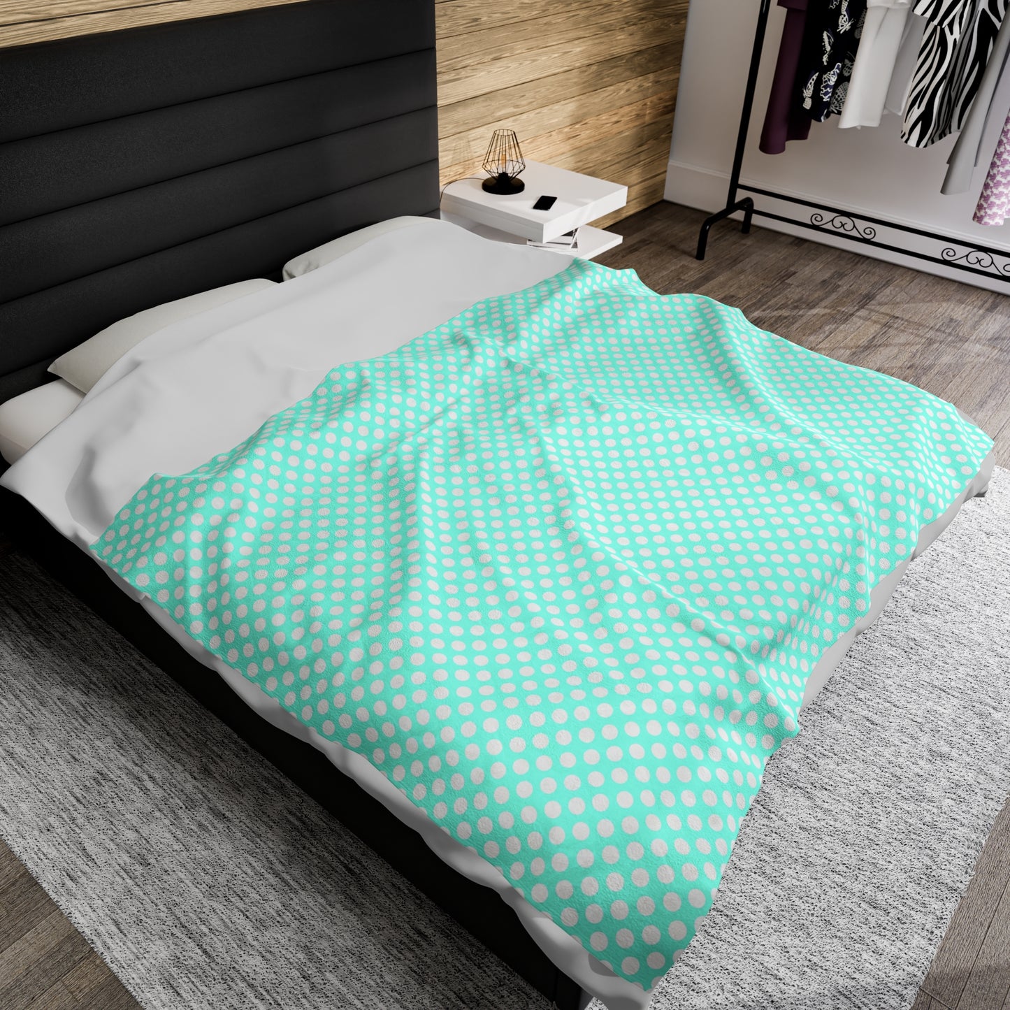 Pastel Polka Dot Velveteen Plush Blanket | Soft, Playful, Luxurious and Comforting | Available in Multiple Sizes