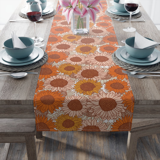Sunflower Print Table Runner - Bright and Cheerful, Cotton Twill or Polyester - Perfect for Sunny Home Decor