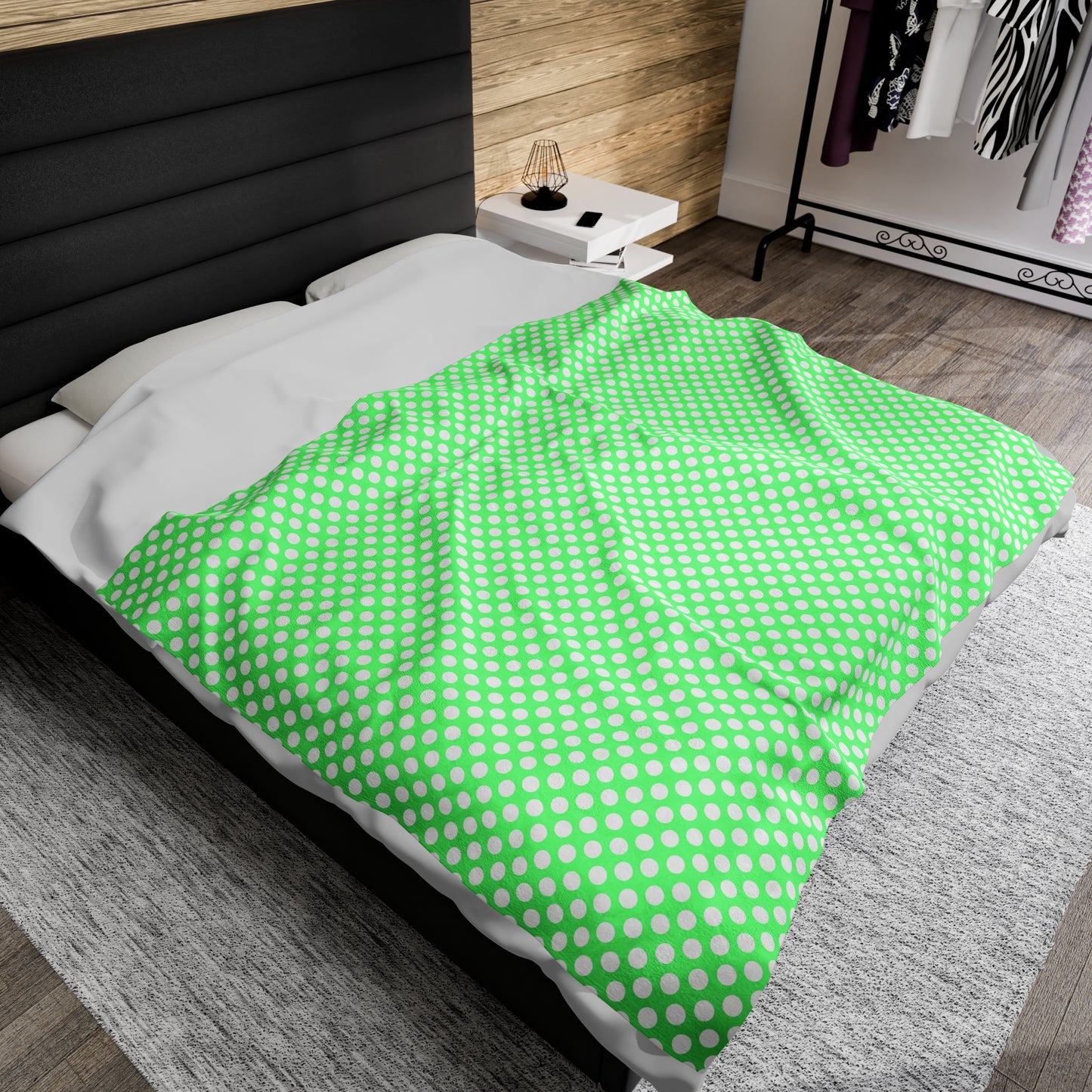 Pastel Polka Dot Velveteen Plush Blanket | Soft, Playful, Luxurious and Comforting | Available in Multiple Sizes