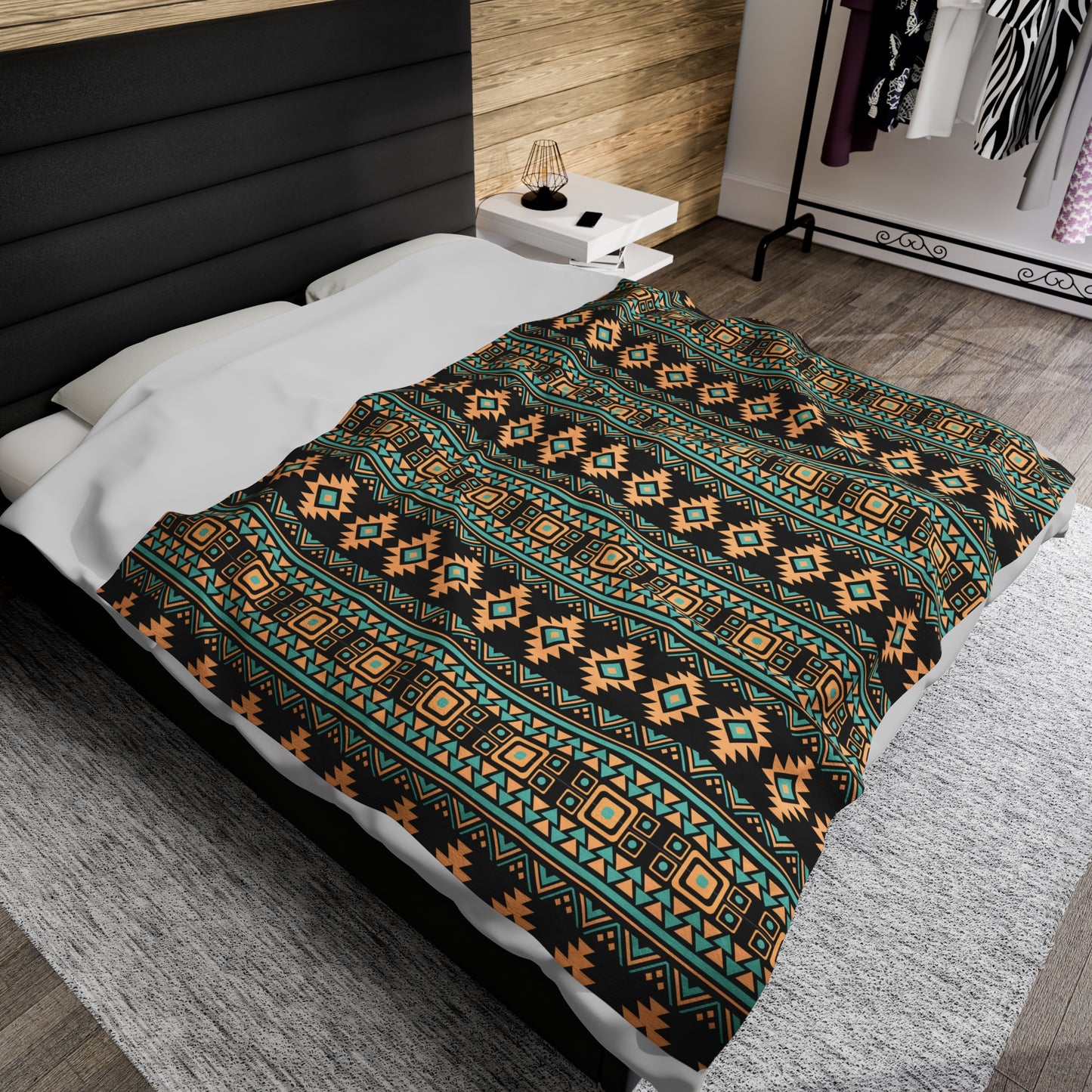 Aztec Velveteen Plush Blanket | Soft, Luxurious, Cultural, and Comforting | Available in Multiple Sizes