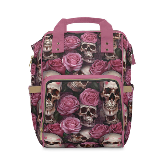 Skull Print Diaper Backpack - Multifunctional & Durable Baby Bag for Stylish Parents, Spacious & Organized Nappy Bag
