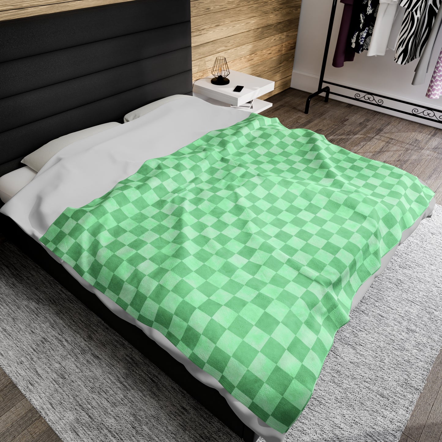 Pastel Checkers Velveteen Plush Blanket | Soft, Trendy, Luxurious and Comforting | Available in Multiple Sizes