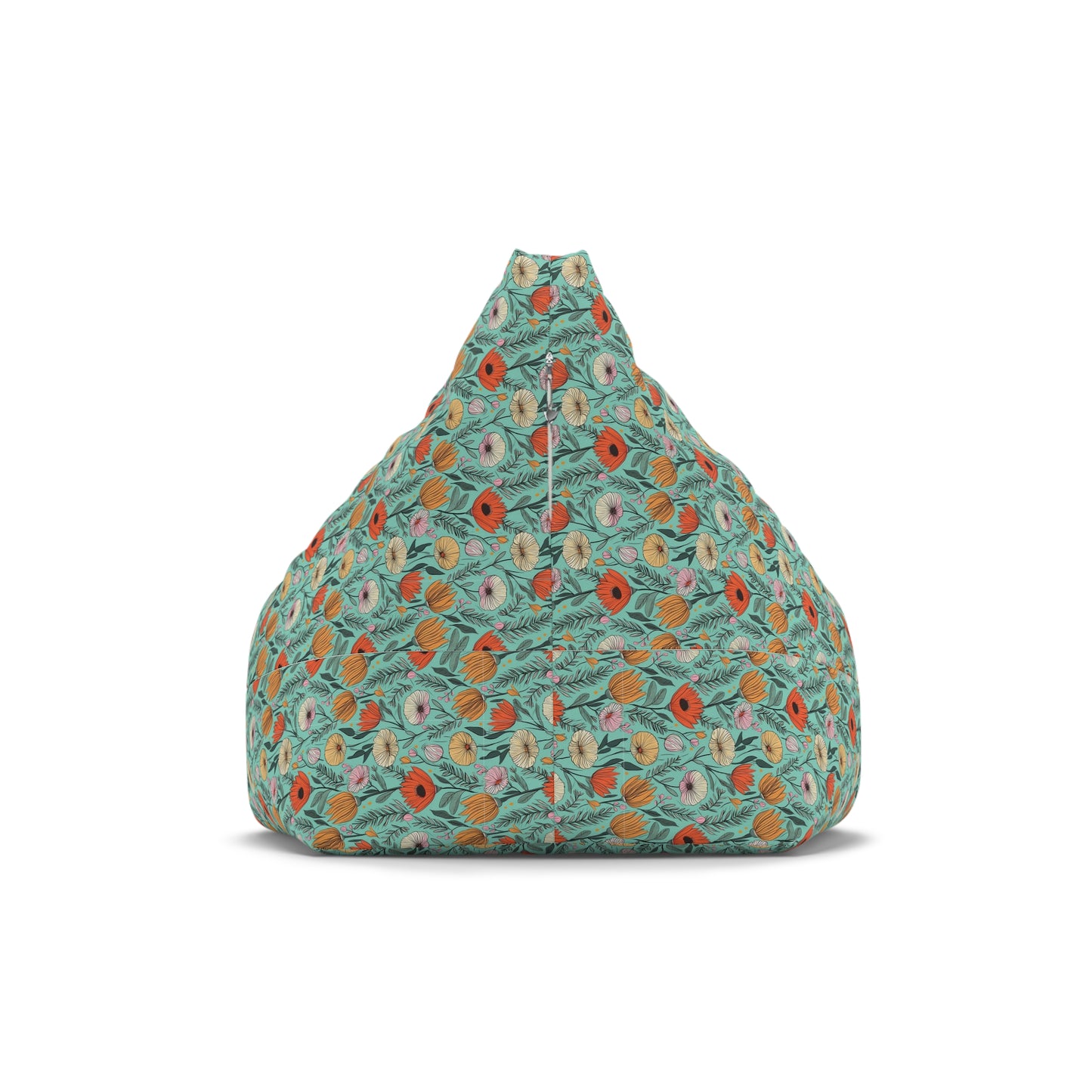 Boho Floral Bean Bag Chair Cover - Durable Polyester, Locking Zipper, 2 Sizes