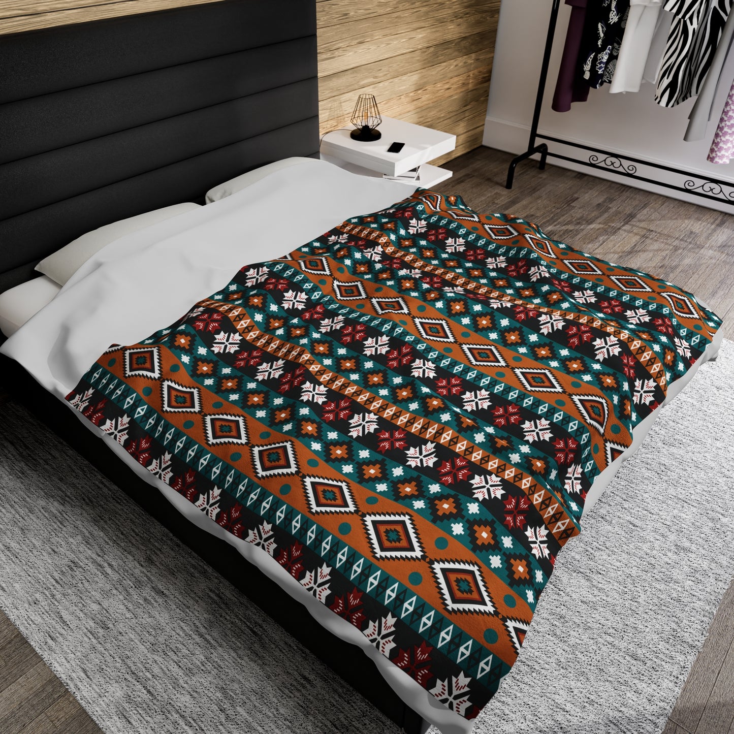 Aztec Velveteen Plush Blanket | Soft, Luxurious, Cultural, and Comforting | Available in Multiple Sizes