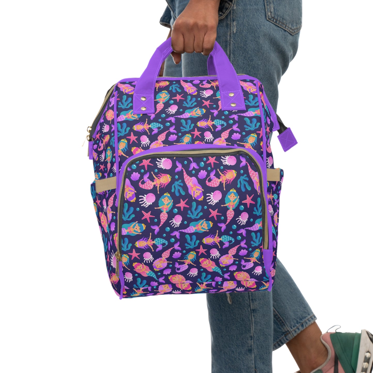 Mermaid Diaper Backpack - Magical & Multifunctional Nappy Bag with Ocean-Inspired Mermaid Patterns