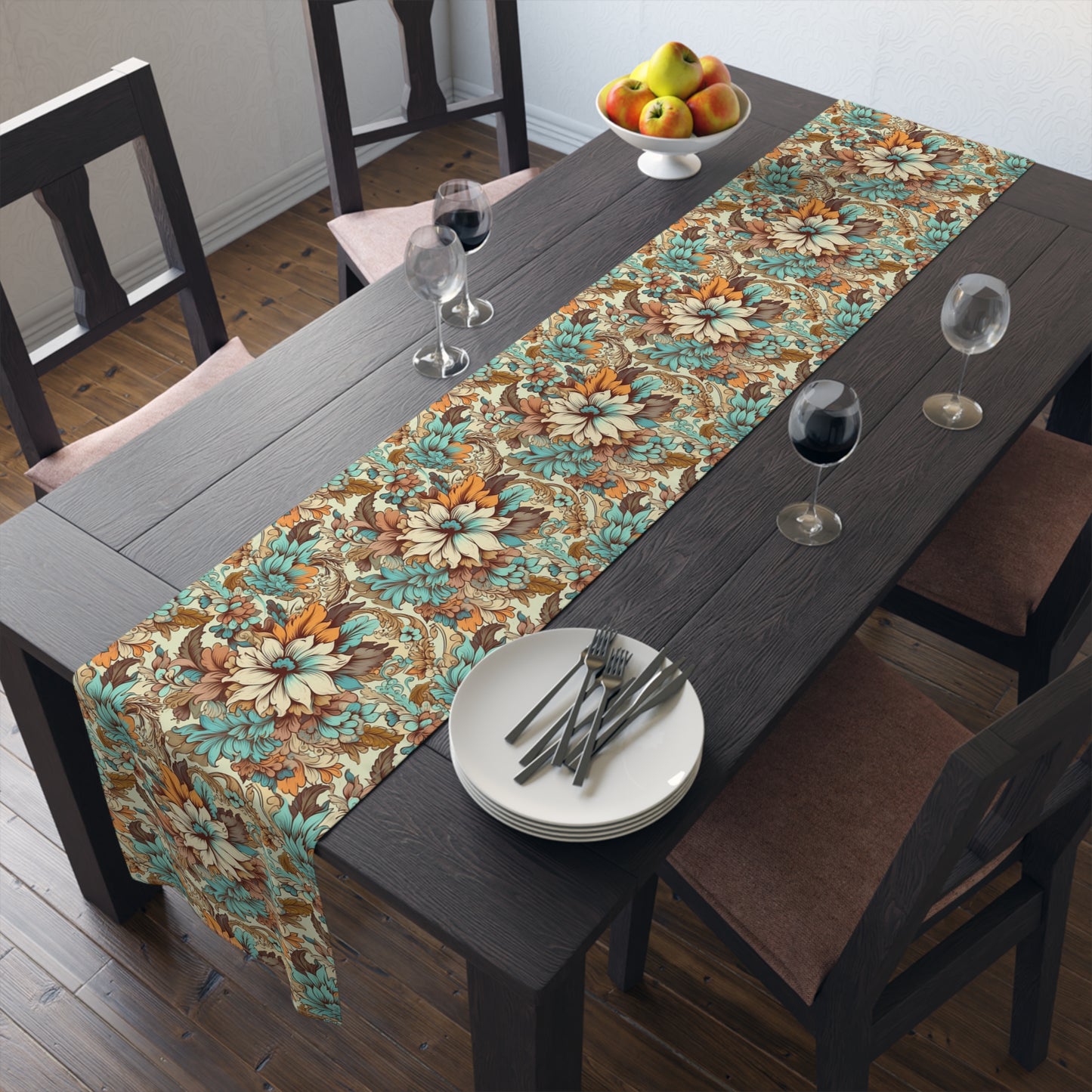Boho Floral Table Runner - Vibrant Designs in Cotton Twill or Polyester - Ideal for Natural Home Decor
