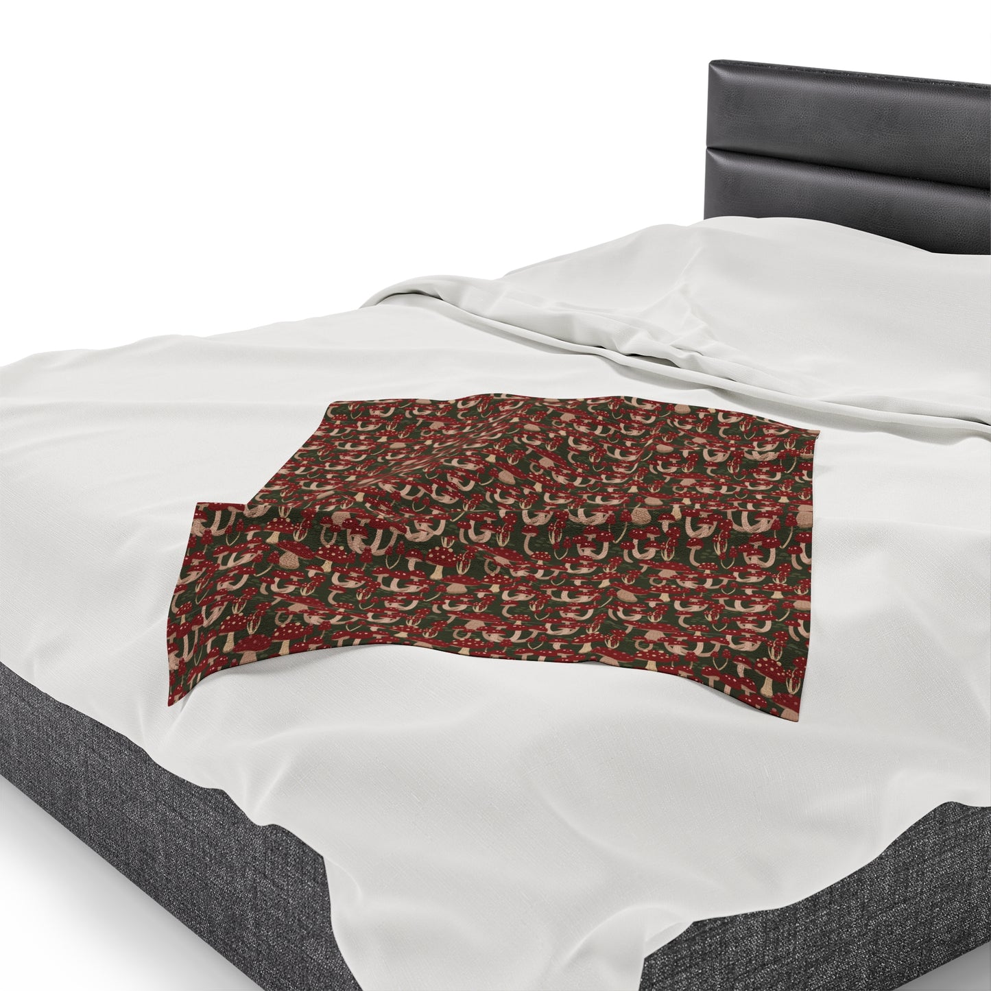 Mushroom Velveteen Plush Blanket | Soft, Whimsical, Luxurious and Comforting | Available in Multiple Sizes