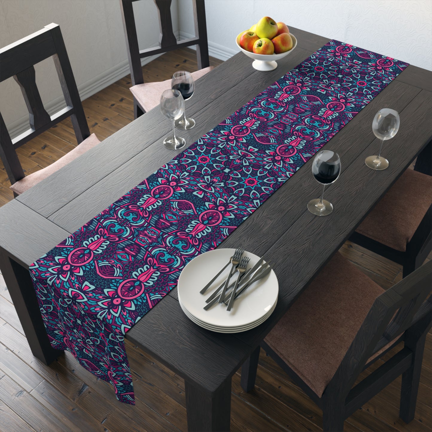 Mandala Print Table Runner - Intricate Patterns, Cotton Twill or Polyester - Ideal for Decorative Home Accents