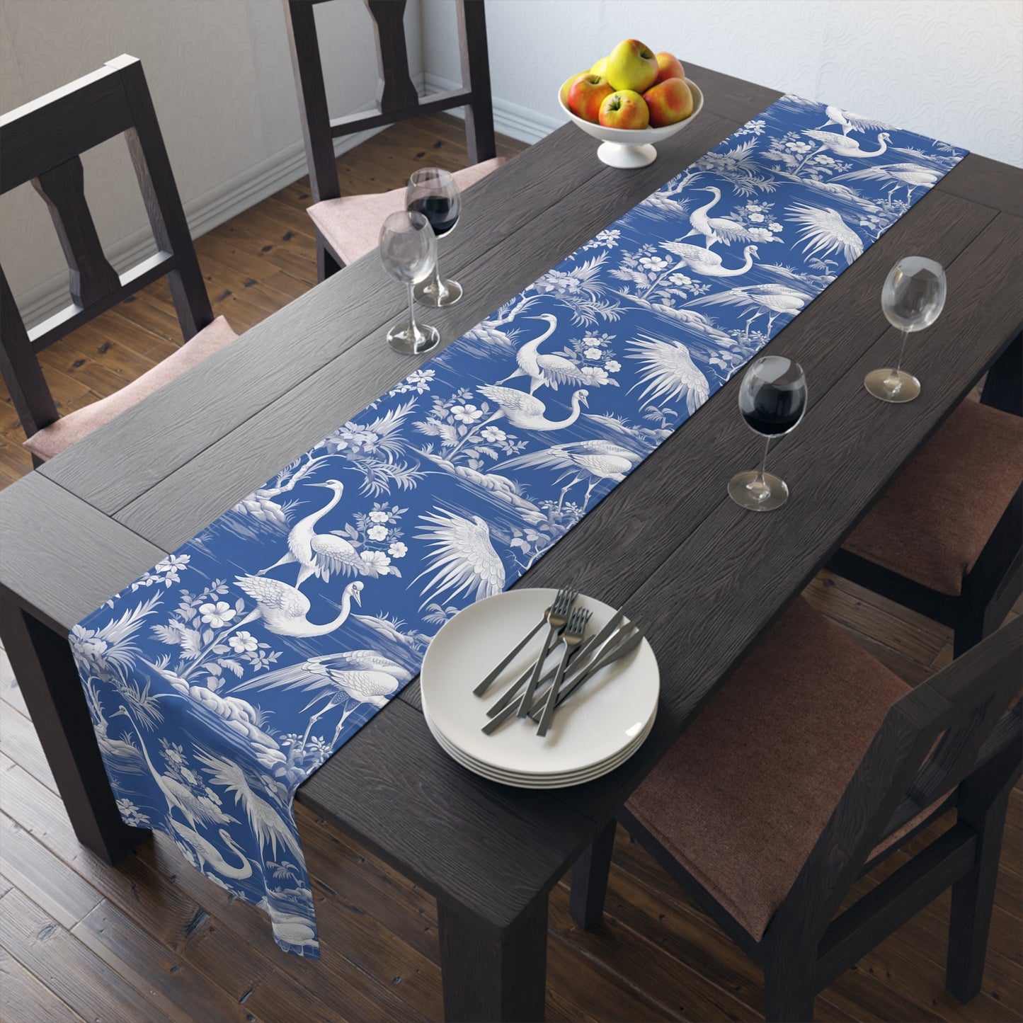 Chinoiserie Print Table Runner - Elegant Asian-Inspired Elegance, Cotton Twill or Polyester - Perfect for Cultural Home Decor