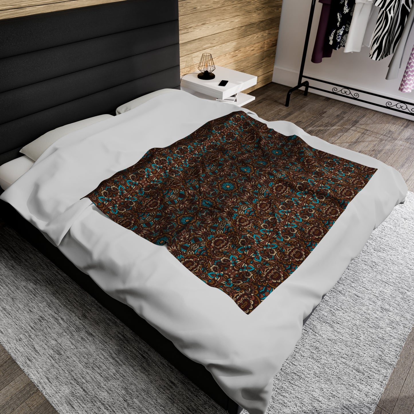 Mandala Velveteen Plush Blanket | Soft, Spiritual, Luxurious and Comforting | Available in Multiple Sizes