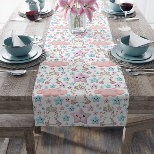 Unicorn Print Table Runner - Magical Elegance, Cotton Twill or Polyester - Perfect for Whimsical & Fantasy Home Decor
