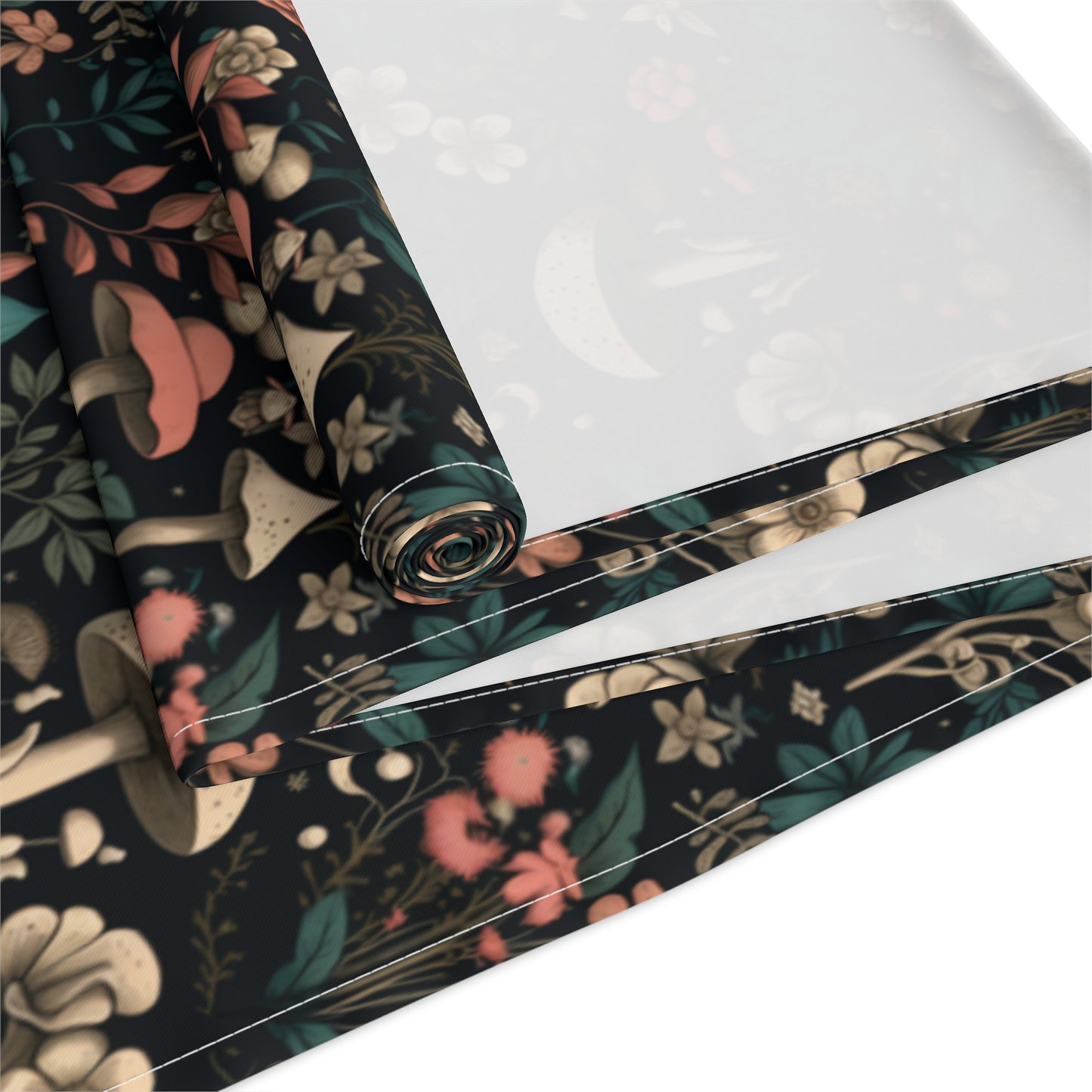 Mushroom Print Table Runner - Nature Vibes in Cotton Twill or Polyester - Perfect for Nature-Inspired Home Decor