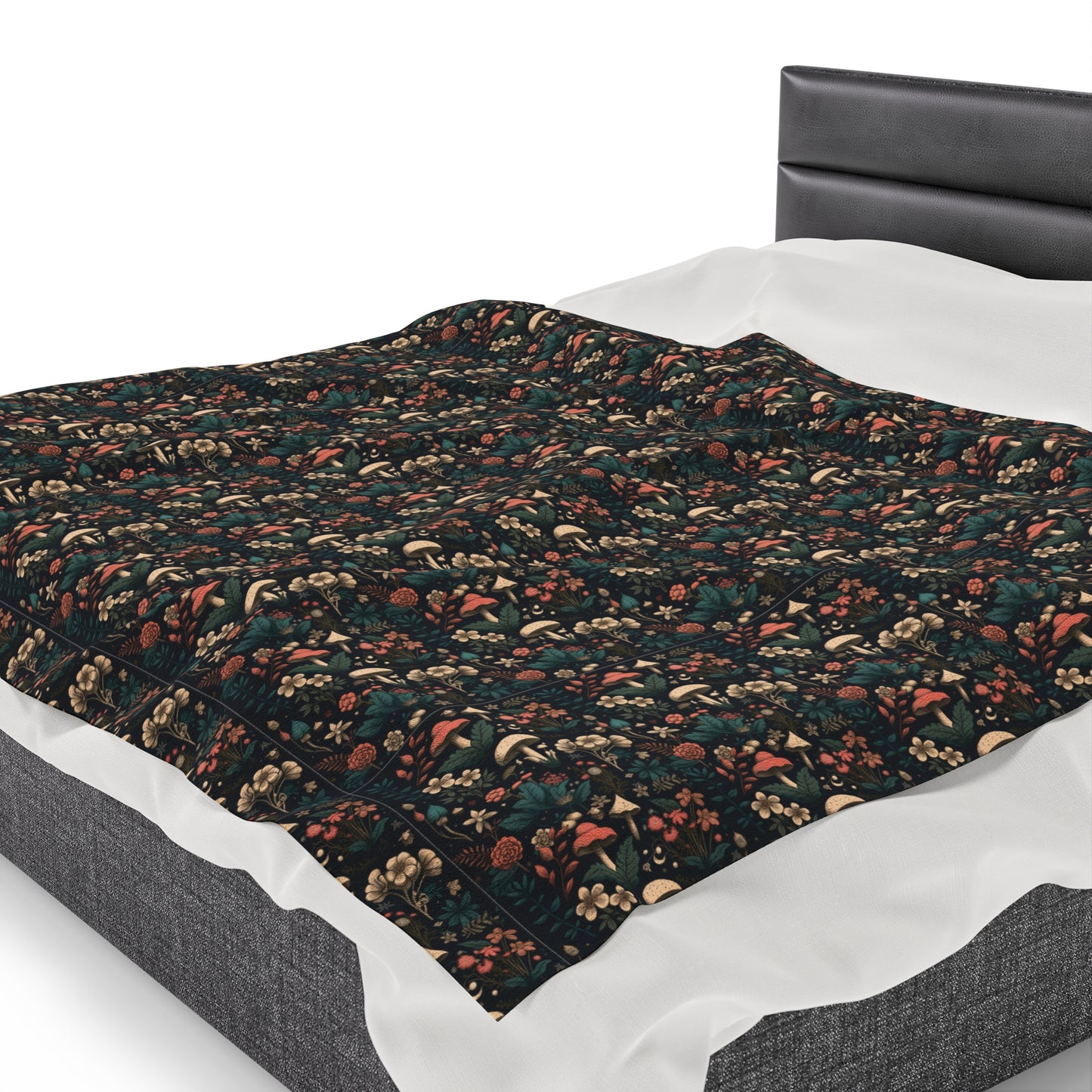 Mushroom Velveteen Plush Blanket | Soft, Whimsical, Luxurious and Comforting | Available in Multiple Sizes