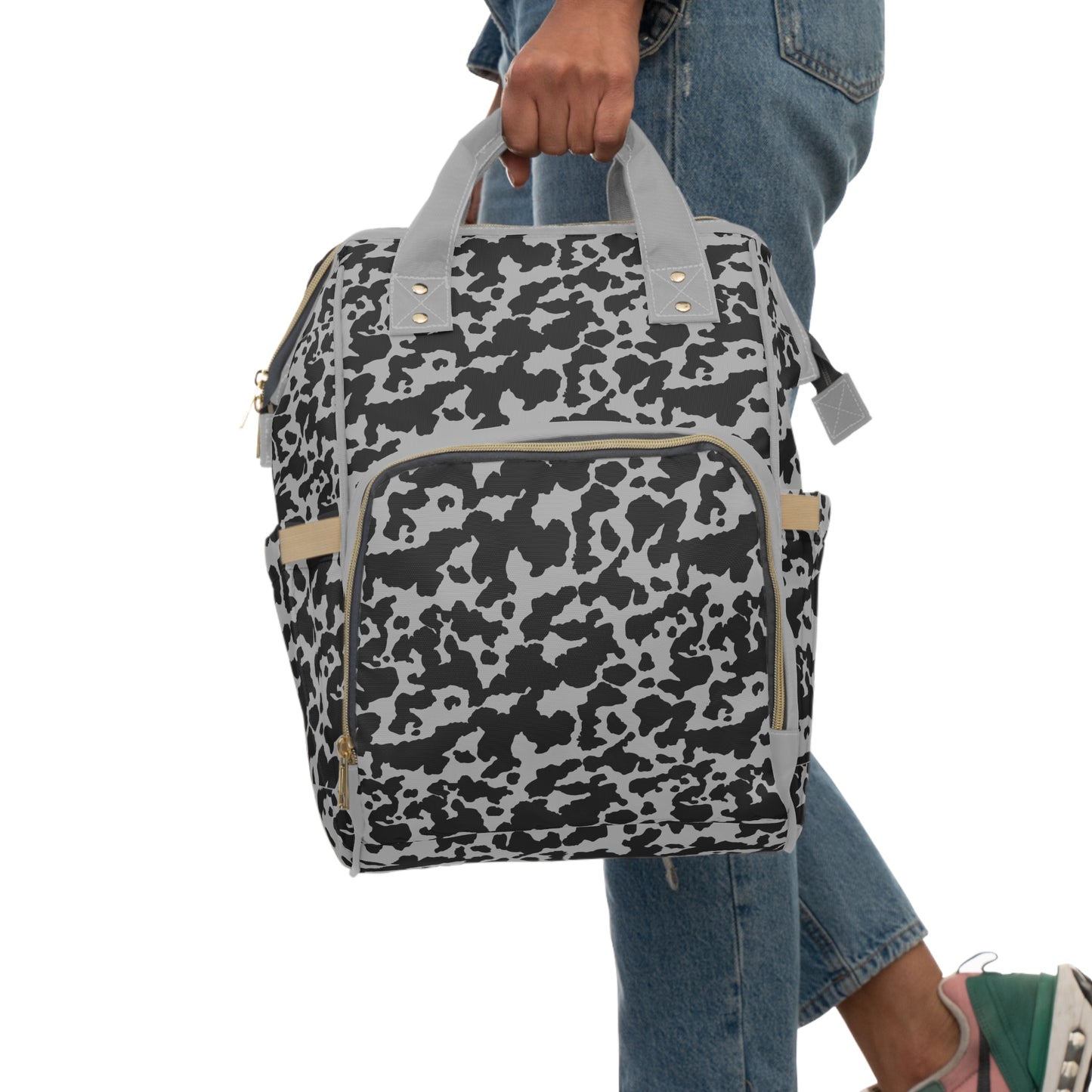 Cowhide Diaper Backpack - Chic & Durable Baby Bag with Genuine Cowhide Patterns, Perfect for Stylish Parents