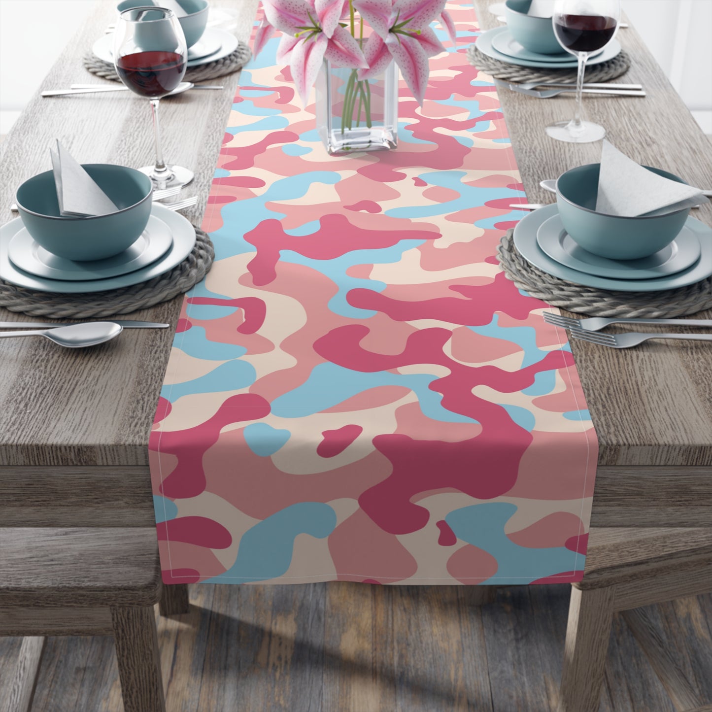 Camouflage Table Runner - Durable Cotton Twill or Polyester - Perfect for Outdoor Enthusiasts & Home Decor