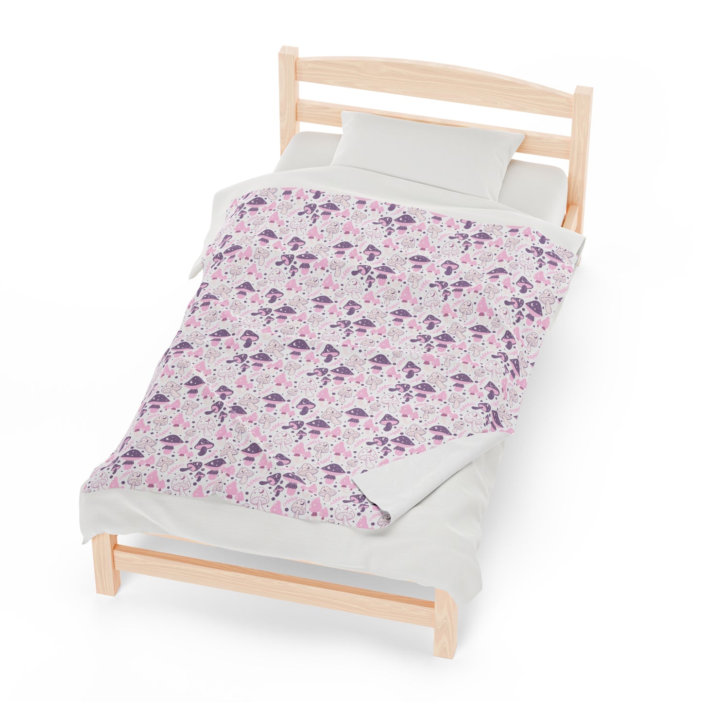 Mushroom Velveteen Plush Blanket | Soft, Whimsical, Luxurious and Comforting | Available in Multiple Sizes