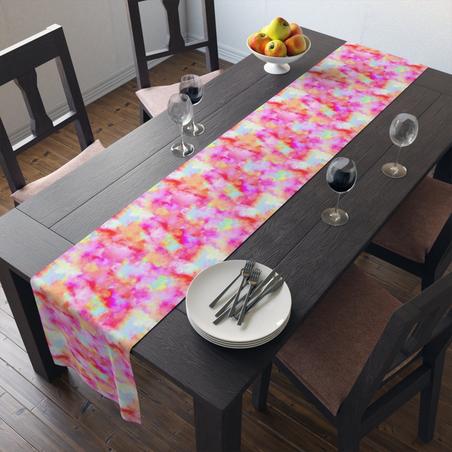 Tie-Dye Table Runner - Vivid Colors, Cotton Twill or Polyester - Ideal for Home Decor & Unique Gifts