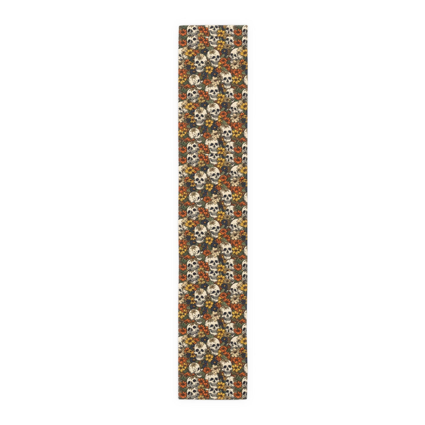 Skull Print Table Runner - Bold Cotton Twill or Sleek Polyester - Ideal for Gothic & Edgy Home Decor