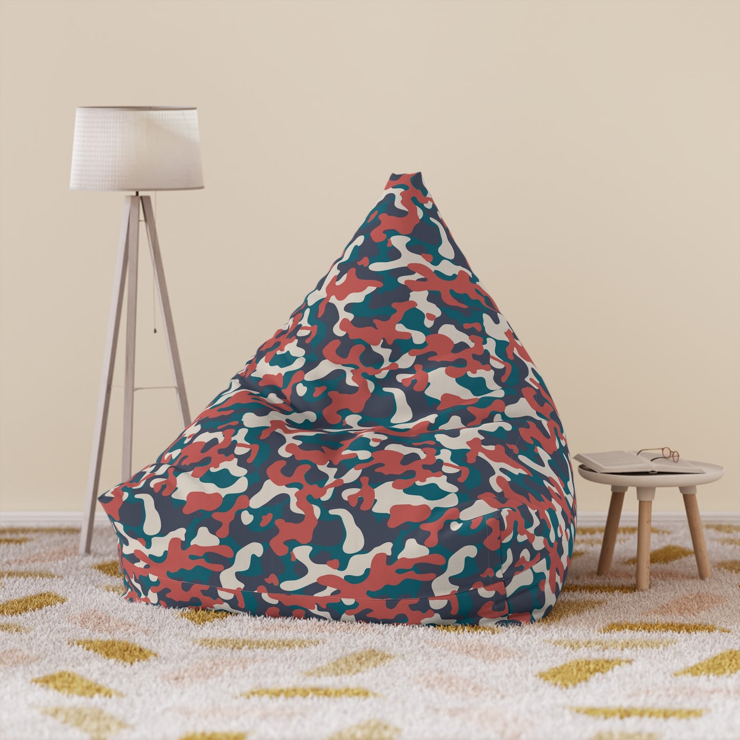Camouflage Bean Bag Chair Cover - Durable Polyester, Locking Zipper, 2 Sizes Camo Bean Bag Cover