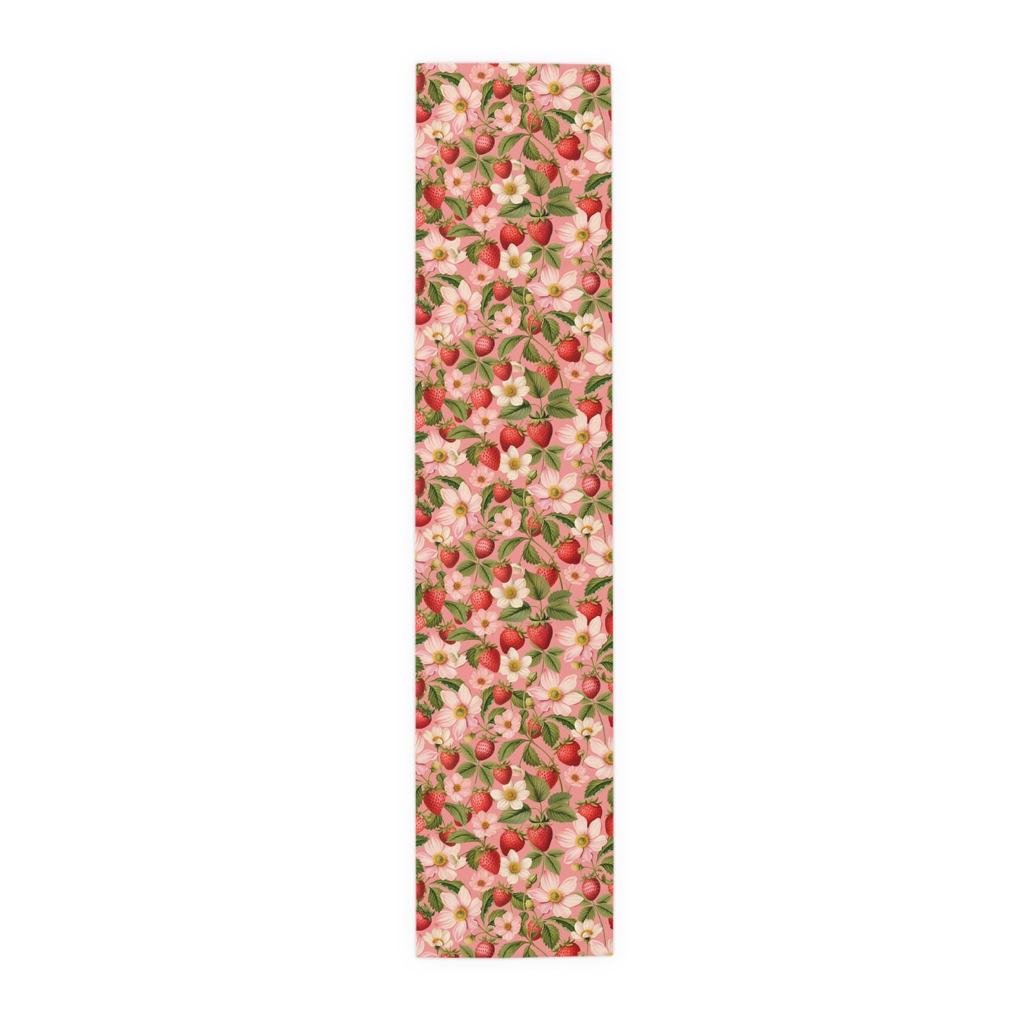 Strawberry Print Table Runner - Sweet Charm, Cotton Twill or Polyester - Perfect for Summer & Whimsical Home Decor