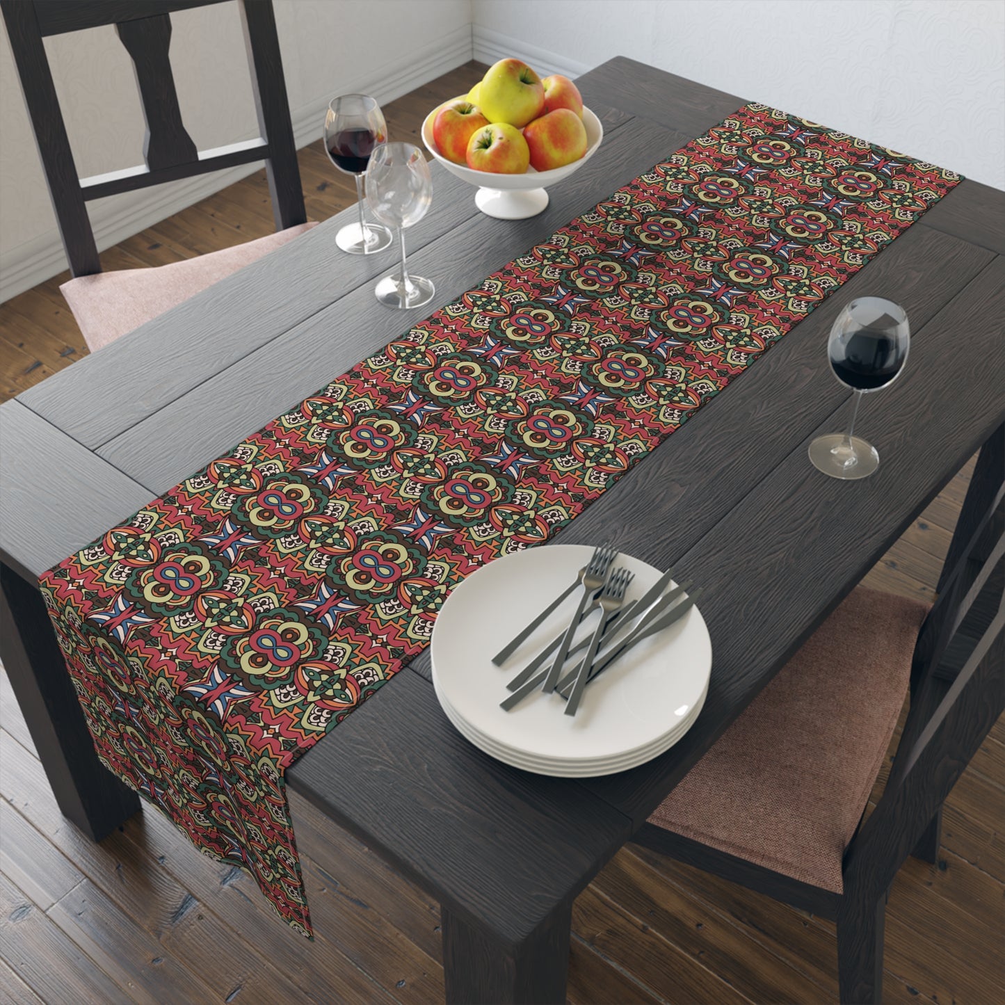 Mandala Print Table Runner - Intricate Patterns, Cotton Twill or Polyester - Ideal for Decorative Home Accents