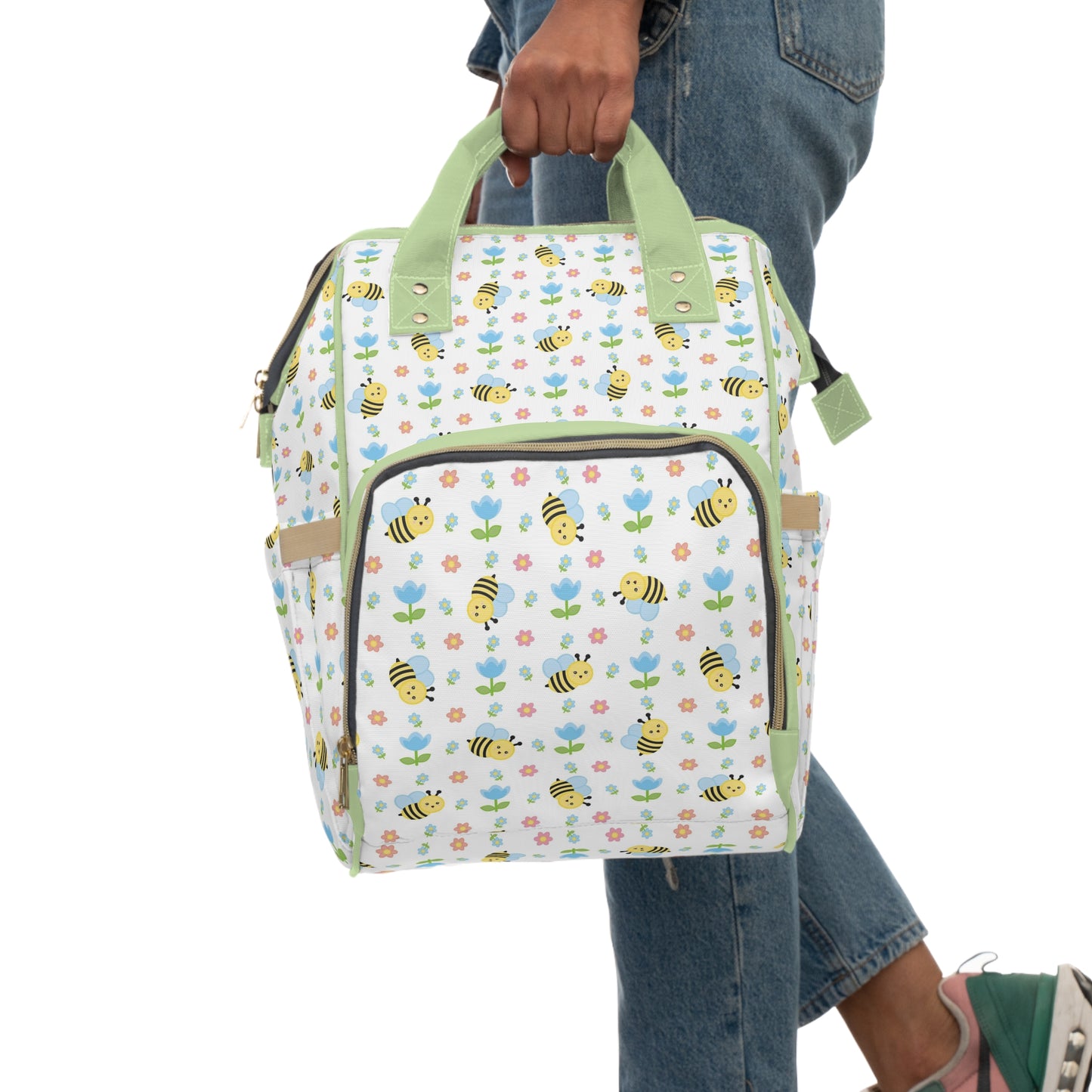 Honey Bee Diaper Backpack - Eco-Friendly & Stylish Baby Bag with Buzzing Bee Motifs, Perfect for Nature-Loving Parents
