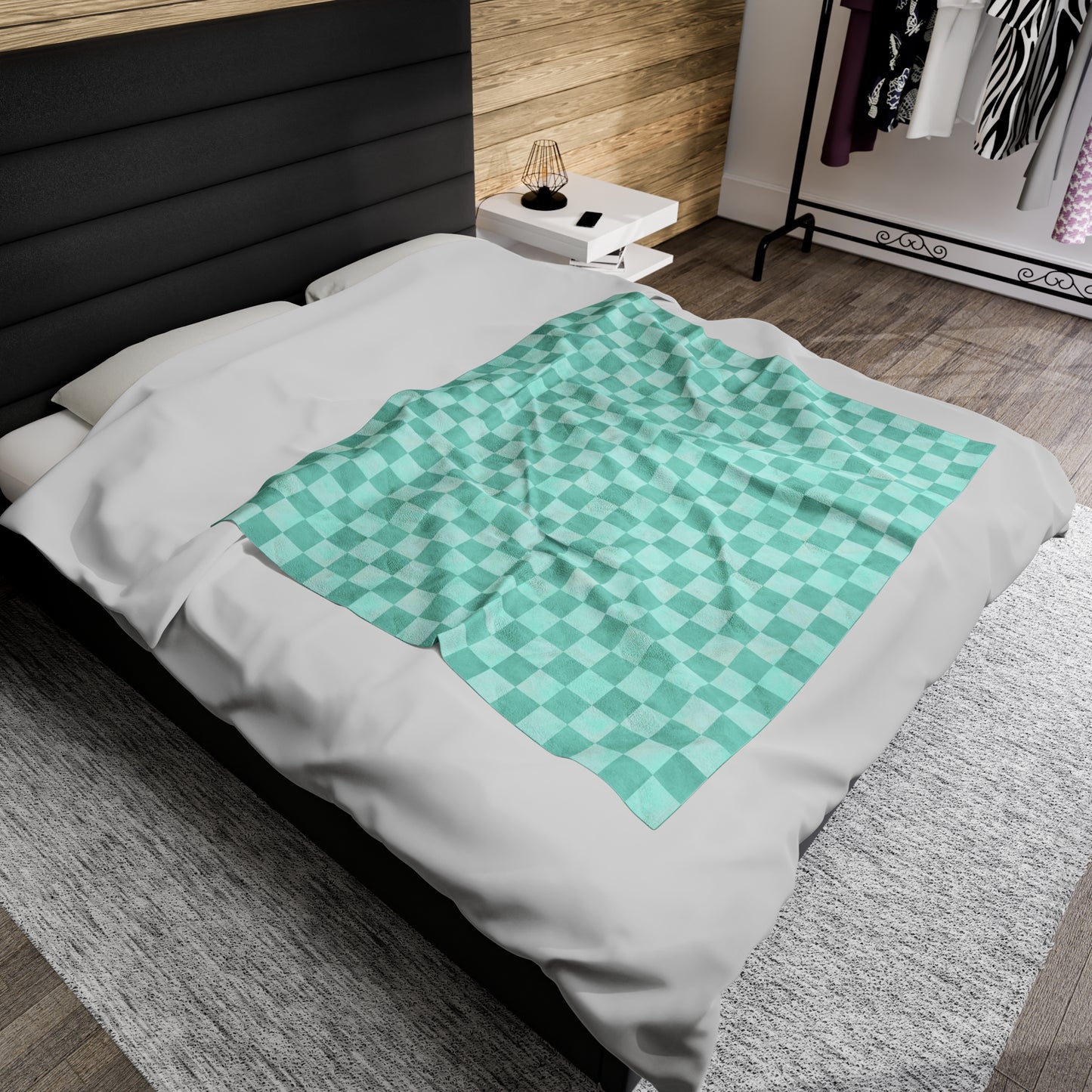 Pastel Checkers Velveteen Plush Blanket | Soft, Trendy, Luxurious and Comforting | Available in Multiple Sizes