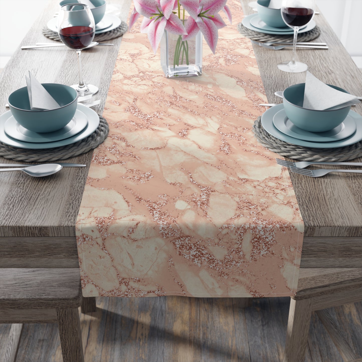 Marble Print Table Runner - Luxurious Elegance, Cotton Twill or Polyester - Perfect for Modern Home Decor