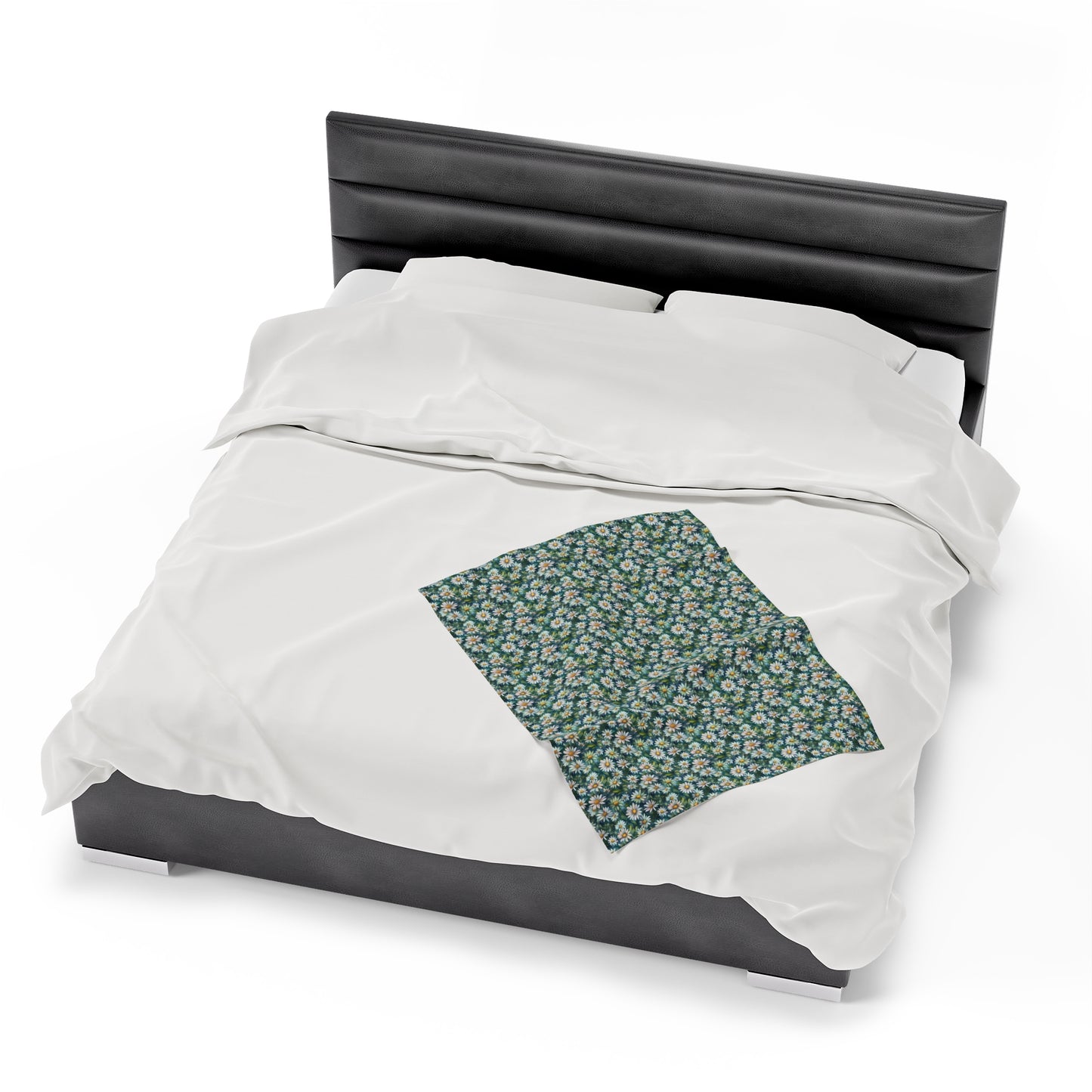 Daisy Print Velveteen Plush Blanket | Soft, Cheerful, Luxurious and Comforting | Available in Multiple Sizes