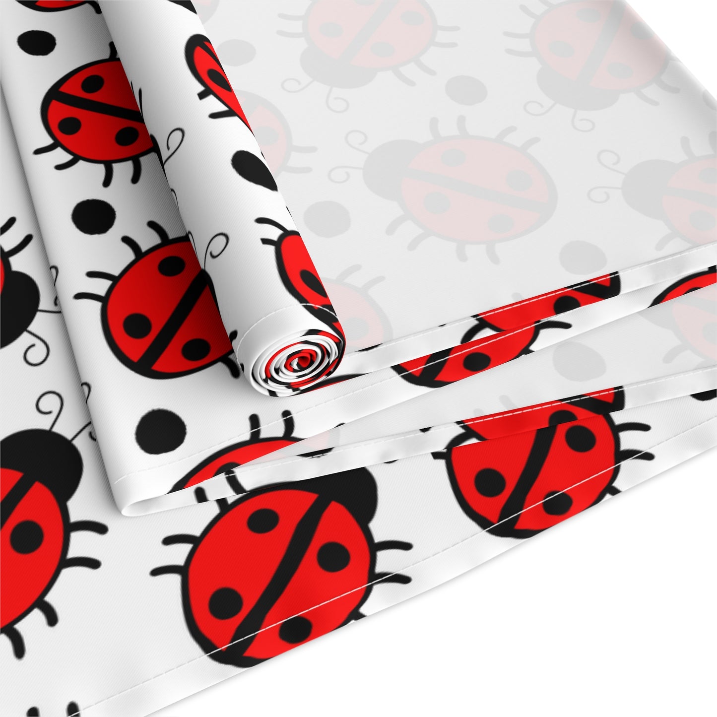 Ladybug Print Table Runner - Charming Good Luck, Cotton Twill or Polyester - Perfect for Nature-Inspired Home Decor