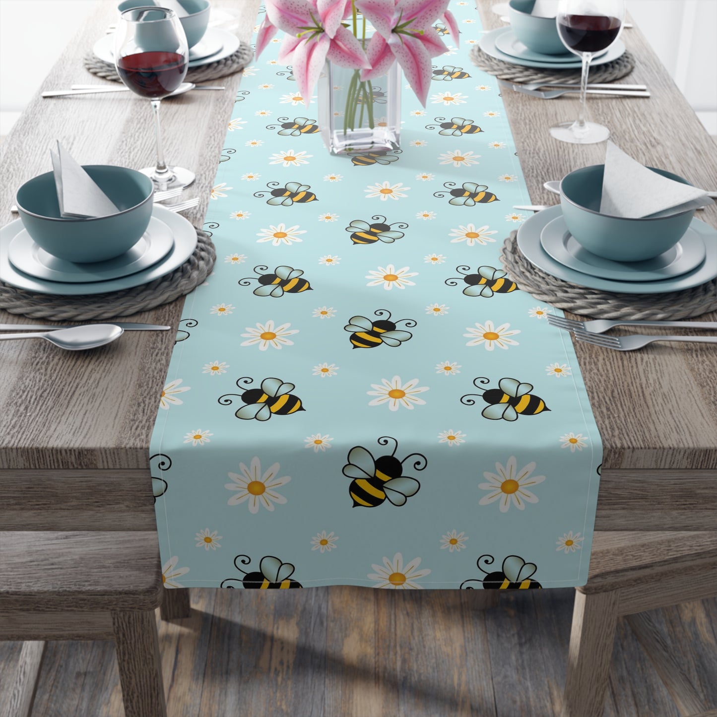 Honey Bee Print Table Runner - Buzzing with Charm - Perfect for Nature Lovers Homes