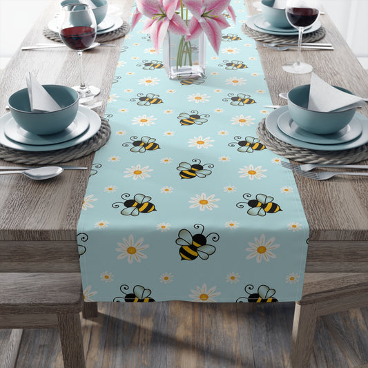 Honey Bee Print Table Runner - Buzzing with Charm - Perfect for Nature Lovers Homes