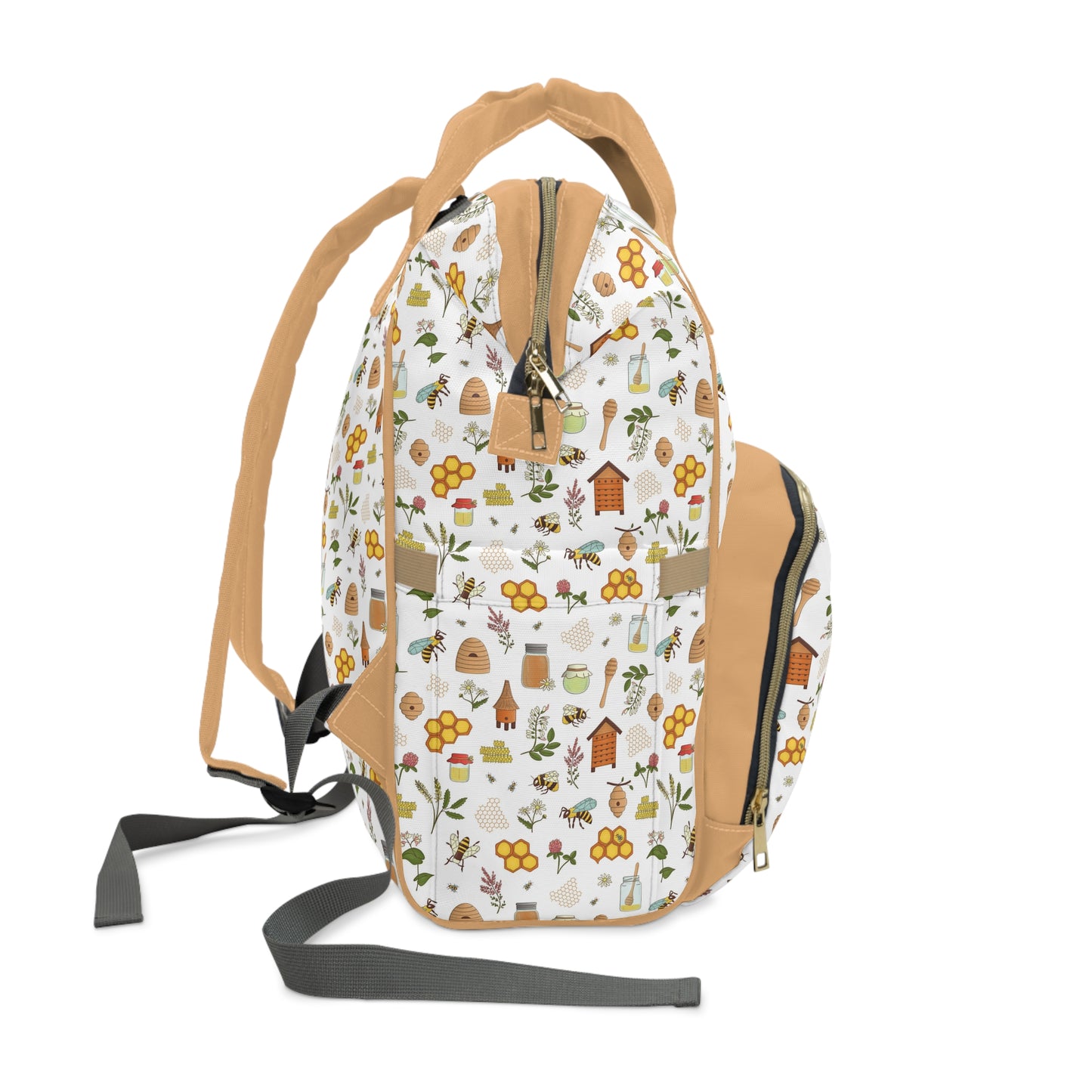 Honey Bee Diaper Backpack - Eco-Friendly & Stylish Baby Bag with Buzzing Bee Motifs, Perfect for Nature-Loving Parents