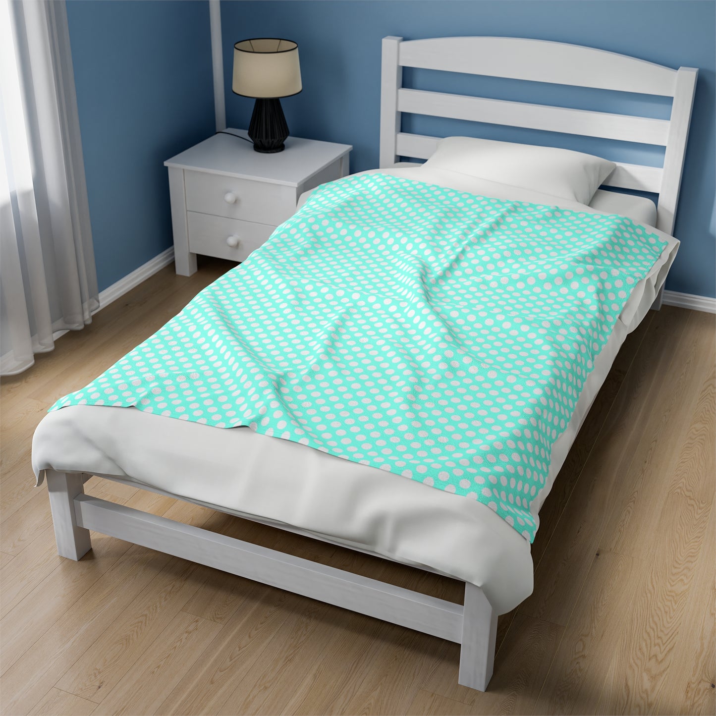 Pastel Polka Dot Velveteen Plush Blanket | Soft, Playful, Luxurious and Comforting | Available in Multiple Sizes