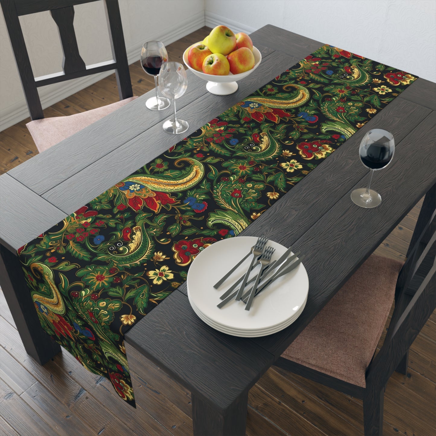 Chinoiserie Print Table Runner - Elegant Asian-Inspired Elegance, Cotton Twill or Polyester - Perfect for Cultural Home Decor
