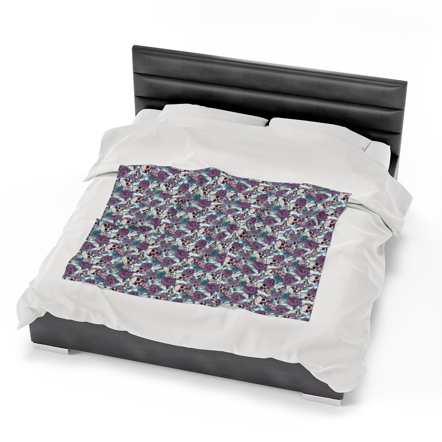 Skull Print Velveteen Plush Blanket | Soft, Edgy, Luxurious and Comforting | Available in Multiple Sizes