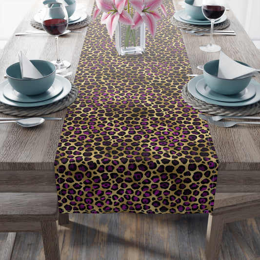 Leopard Print Table Runner - Bold Exotic Elegance, Cotton Twill or Polyester - Perfect for Safari & Glamorous Home Decor