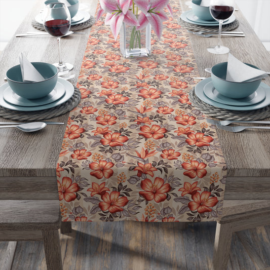 Boho Floral Table Runner - Vibrant Designs in Cotton Twill or Polyester - Ideal for Natural Home Decor