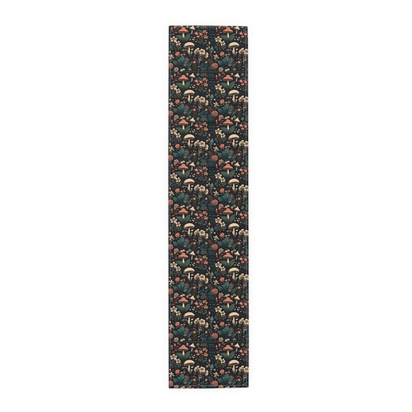 Mushroom Print Table Runner - Nature Vibes in Cotton Twill or Polyester - Perfect for Nature-Inspired Home Decor