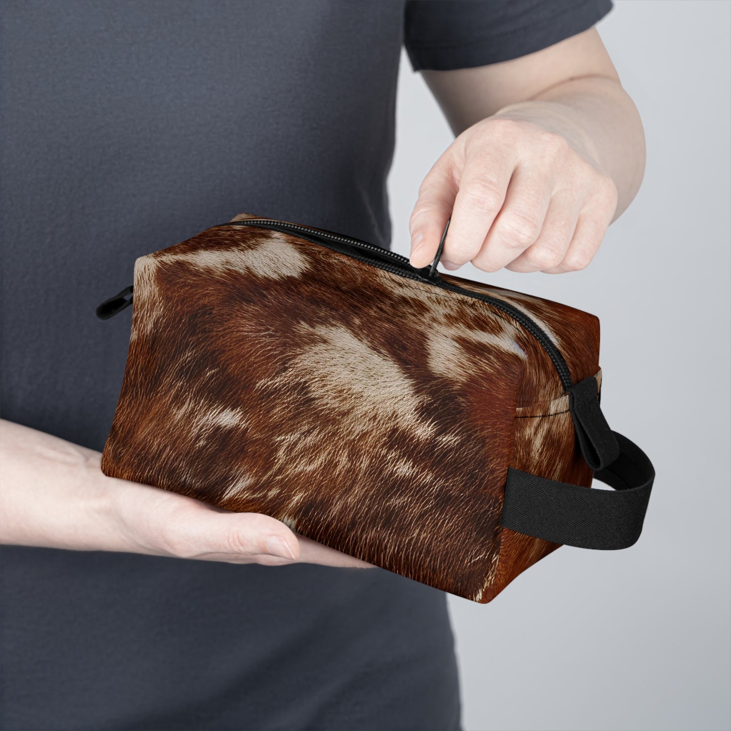 Cowhide Toiletry Bag | Rustic & Water-Resistant Organizer | Perfect for Camping, Travel, College