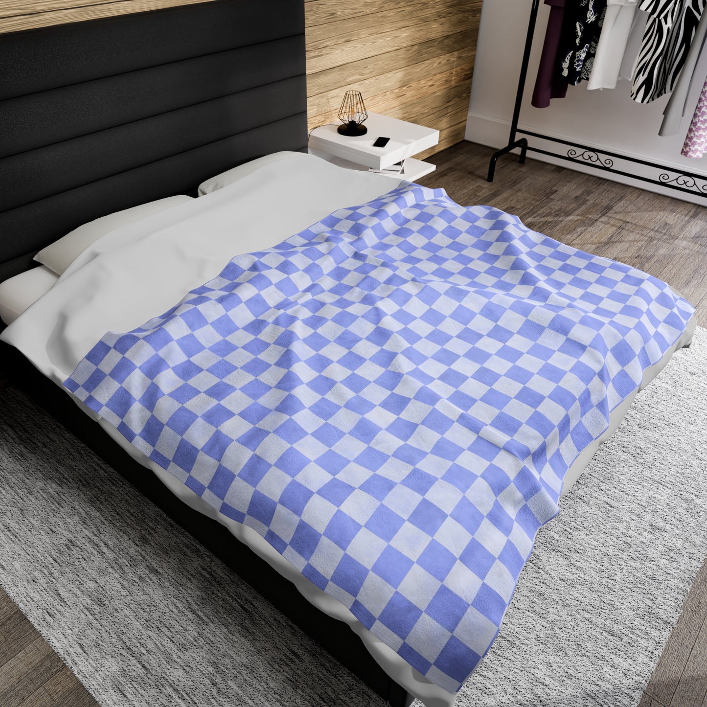 Pastel Checkers Velveteen Plush Blanket | Soft, Trendy, Luxurious and Comforting | Available in Multiple Sizes