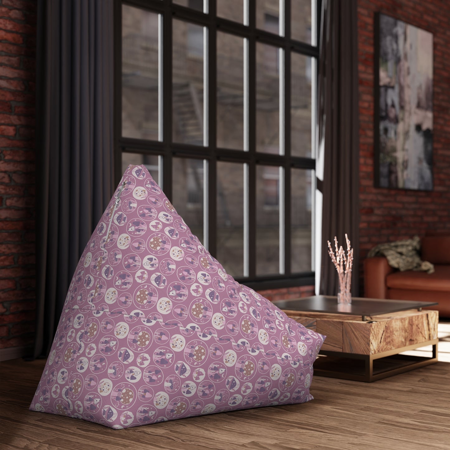 Mushroom Bean Bag Chair Cover - Durable Polyester, Locking Zipper, 2 Sizes