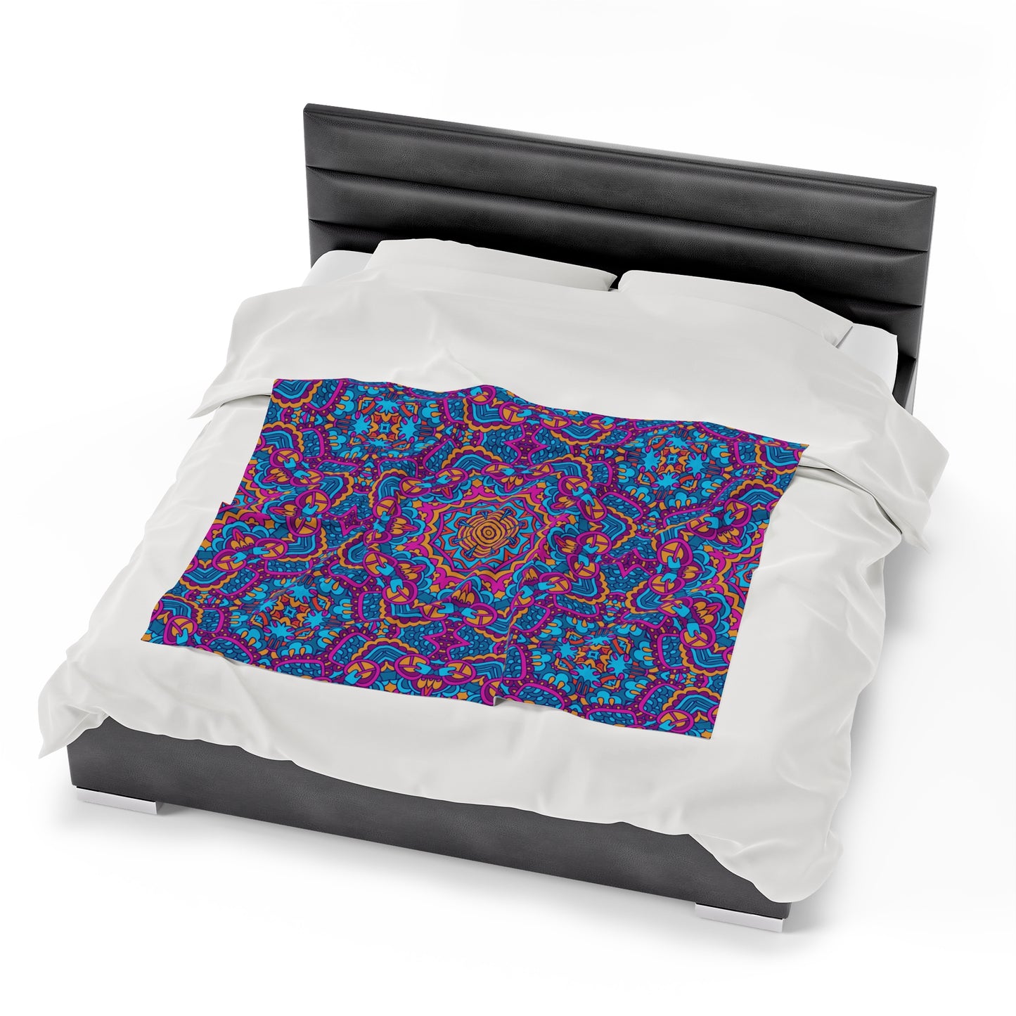 Mandala Velveteen Plush Blanket | Soft, Spiritual, Luxurious and Comforting | Available in Multiple Sizes