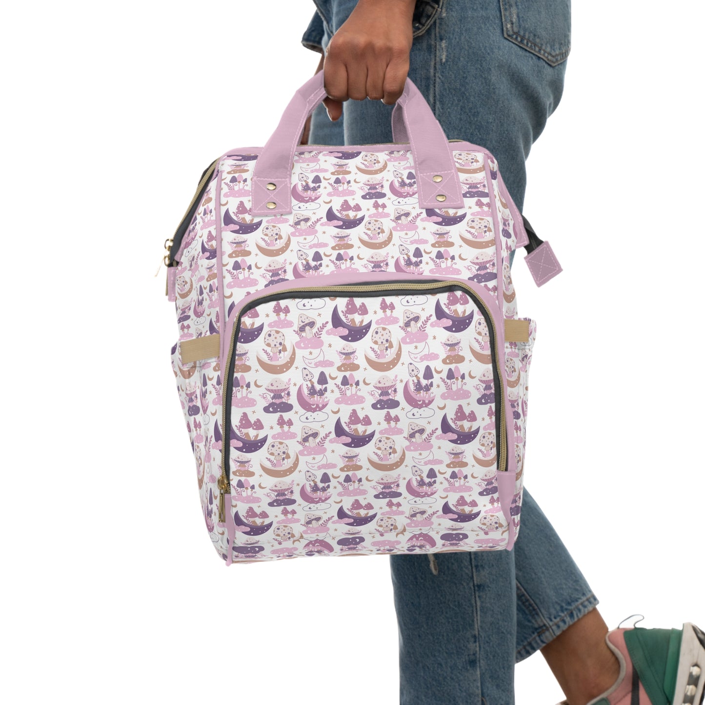 Magical Mushroom Diaper Backpack - Unique Nature-Inspired Nappy Bag for Eco-Conscious Parents, Organized & Multifunctional Baby Bag