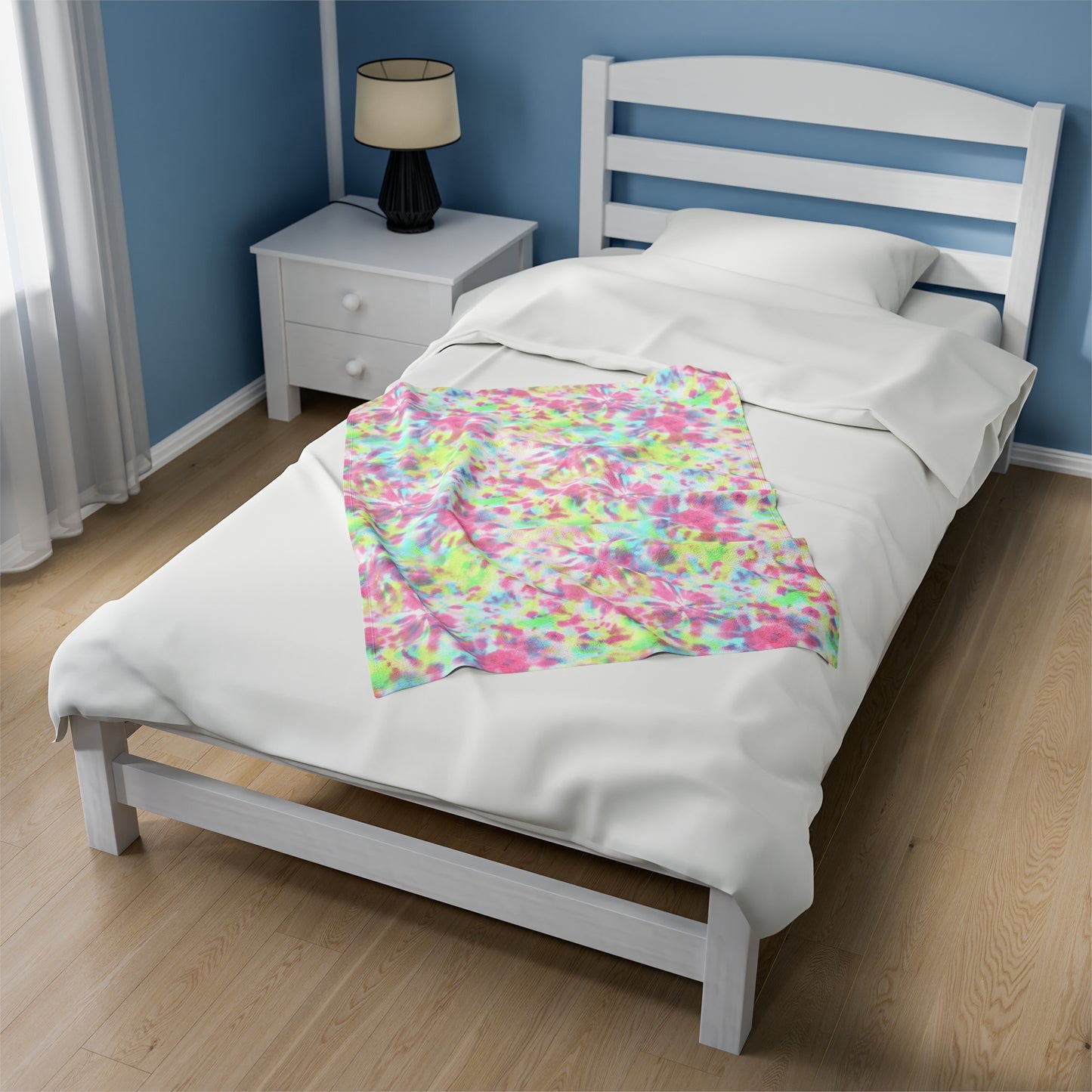 Tie Dye Velveteen Plush Blanket | Soft, Colorful, and Comforting | Available in Multiple Sizes