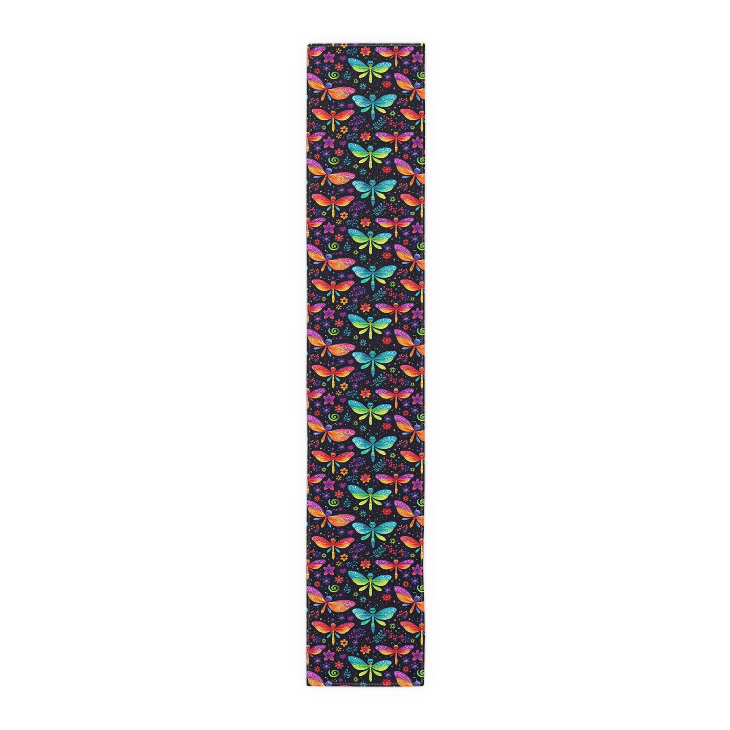 Dragonfly Print Table Runner - Elegant Whimsy, Cotton Twill or Polyester - Perfect for Nature-Inspired Home Decor